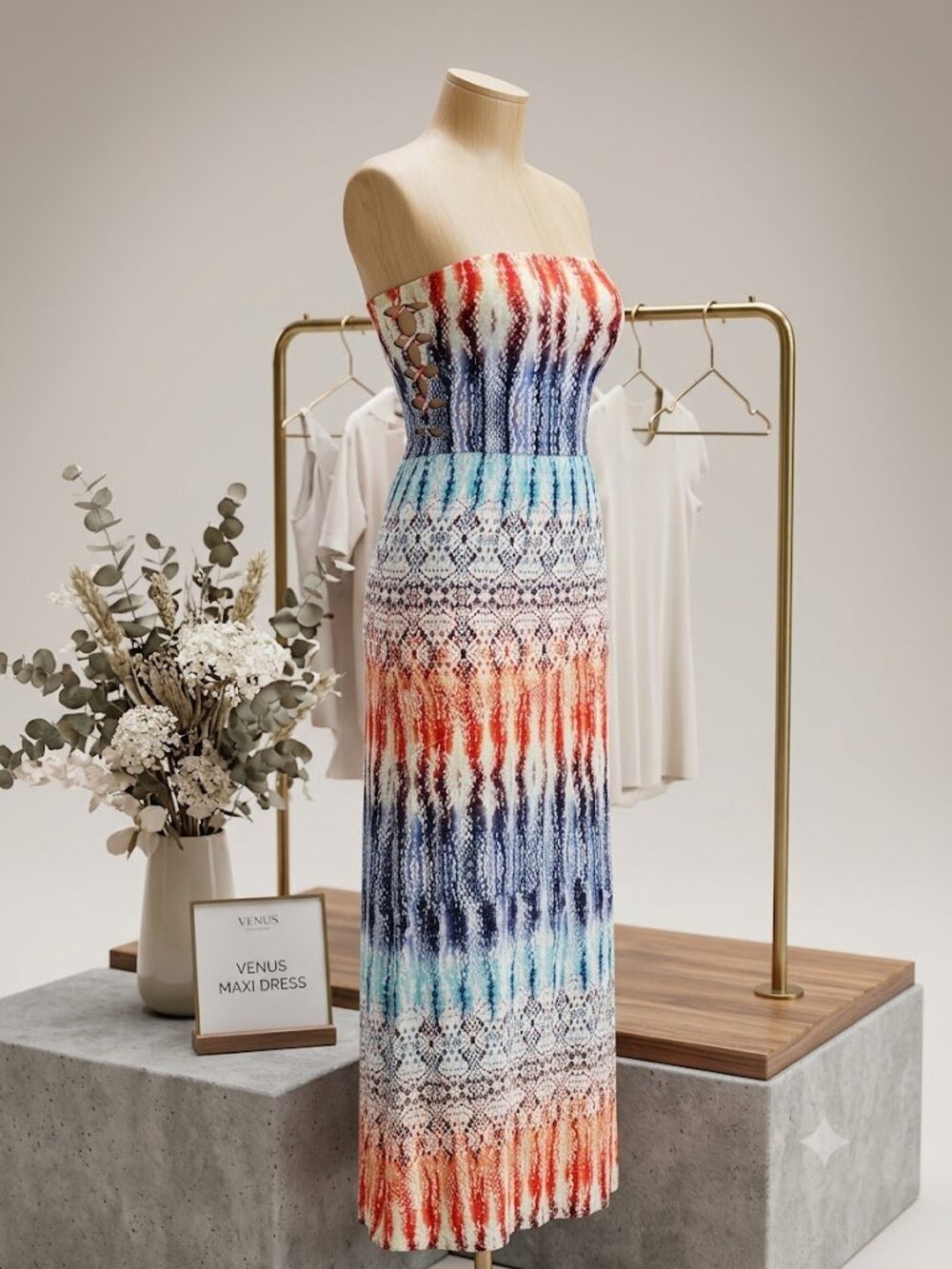 TieDie Snakeskin Tube Top Maxi